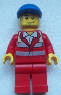 LEGO Minifigure-Paramedic - Red Uniform, Male, Blue Short Bill Cap-Town / City / Hospital-CTY394-Creative Brick Builders